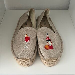 Soludos Tan Espadrilles with Aperol Embroidery